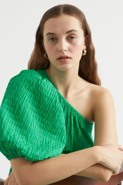 Seed Heritage Dresses-Textured One Shoulder Maxi Dress Bright Mint