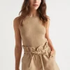 Seed Heritage Shorts-Textured Paperbag Tie Short Light Chestnut
