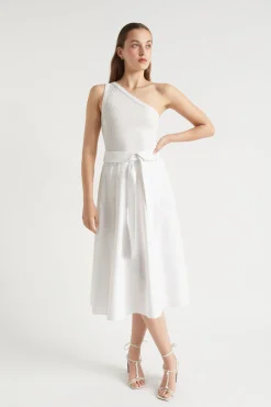 Seed Heritage Skirts-Tie Panel Midi Skirt Whisper White