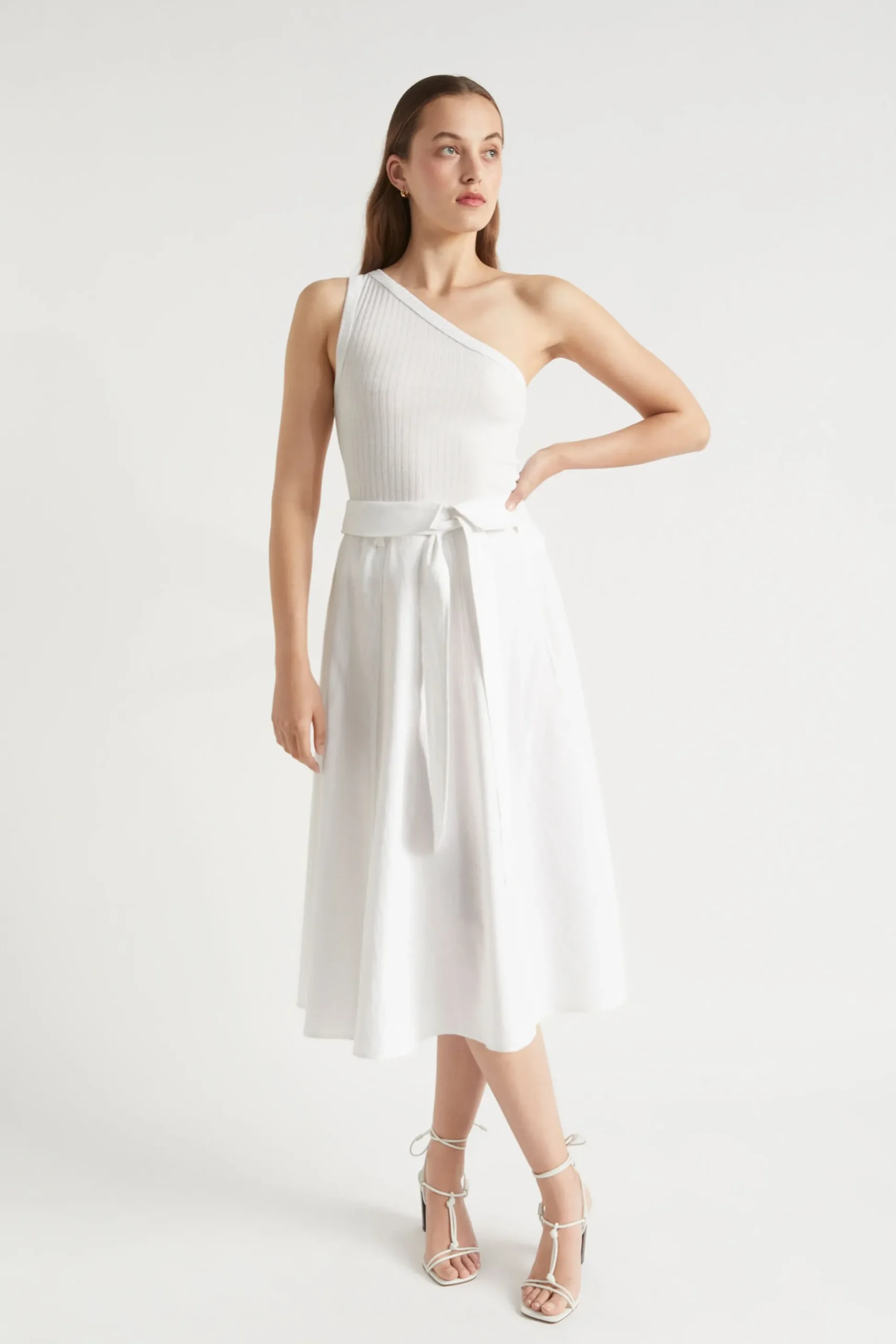 Seed Heritage Skirts-Tie Panel Midi Skirt Whisper White
