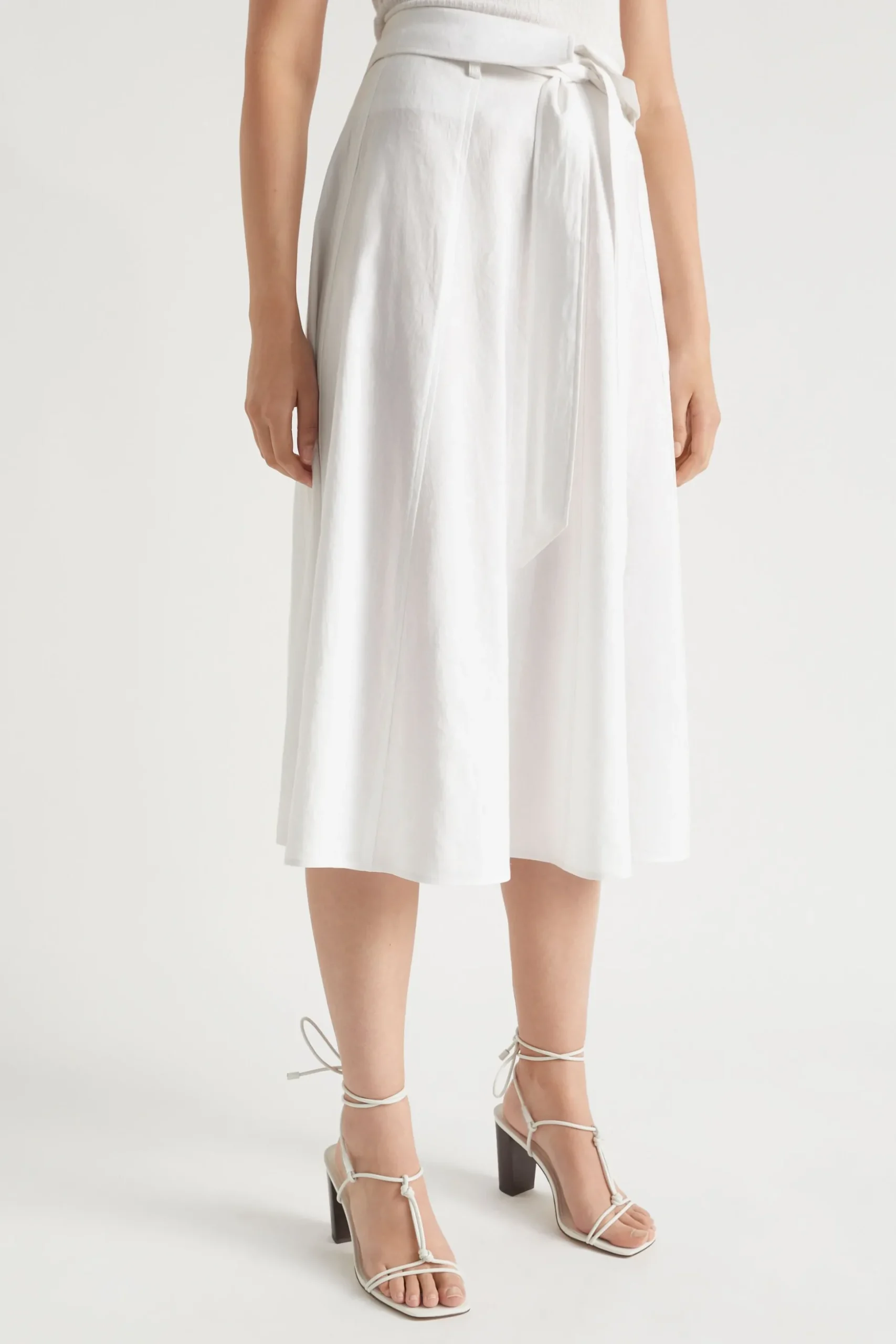 Seed Heritage Skirts-Tie Panel Midi Skirt Whisper White