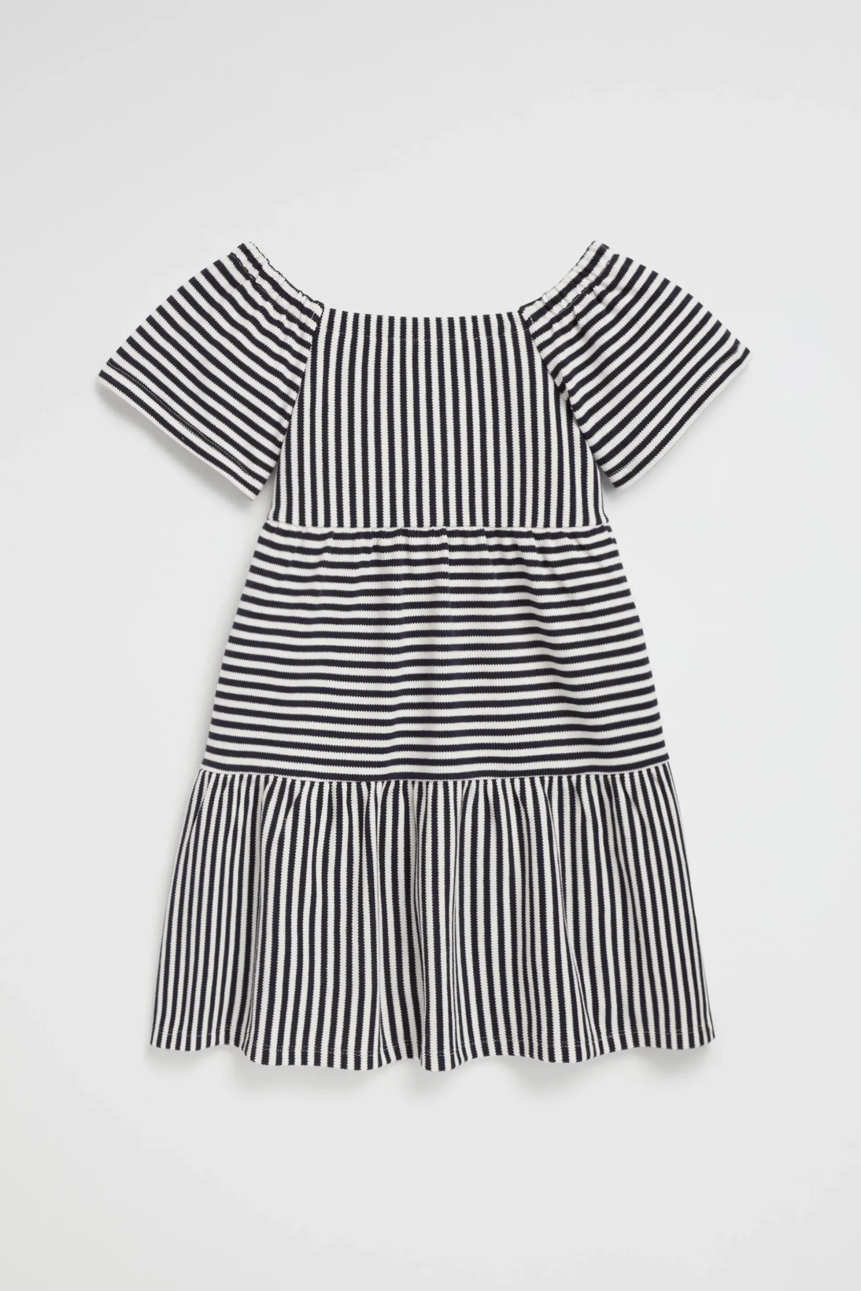 Seed Heritage Dresses-Tiered Stripe Dress Midnight Stripe