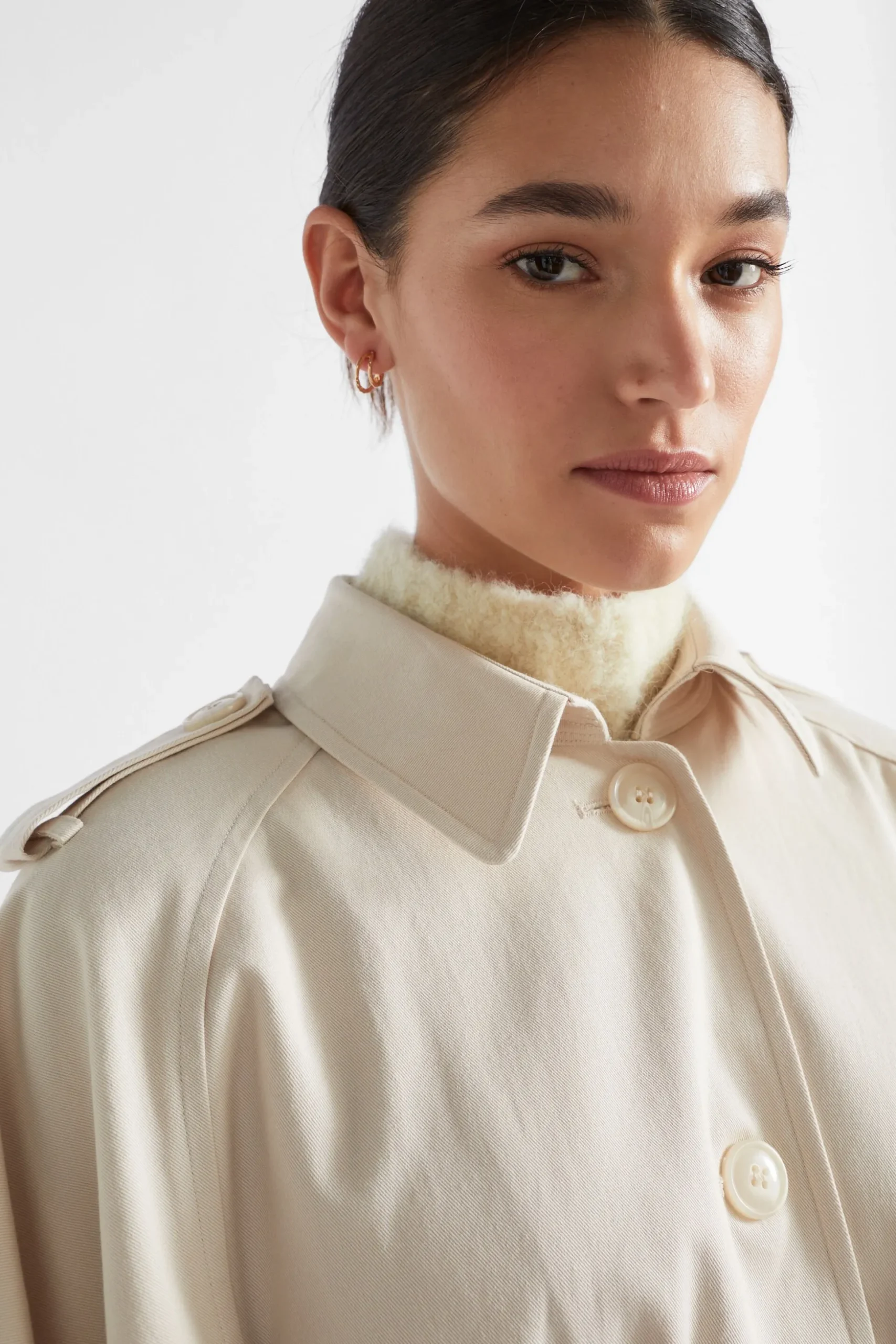 Seed Heritage Scarves & Kaftans-Trench Cape Vanilla Cream