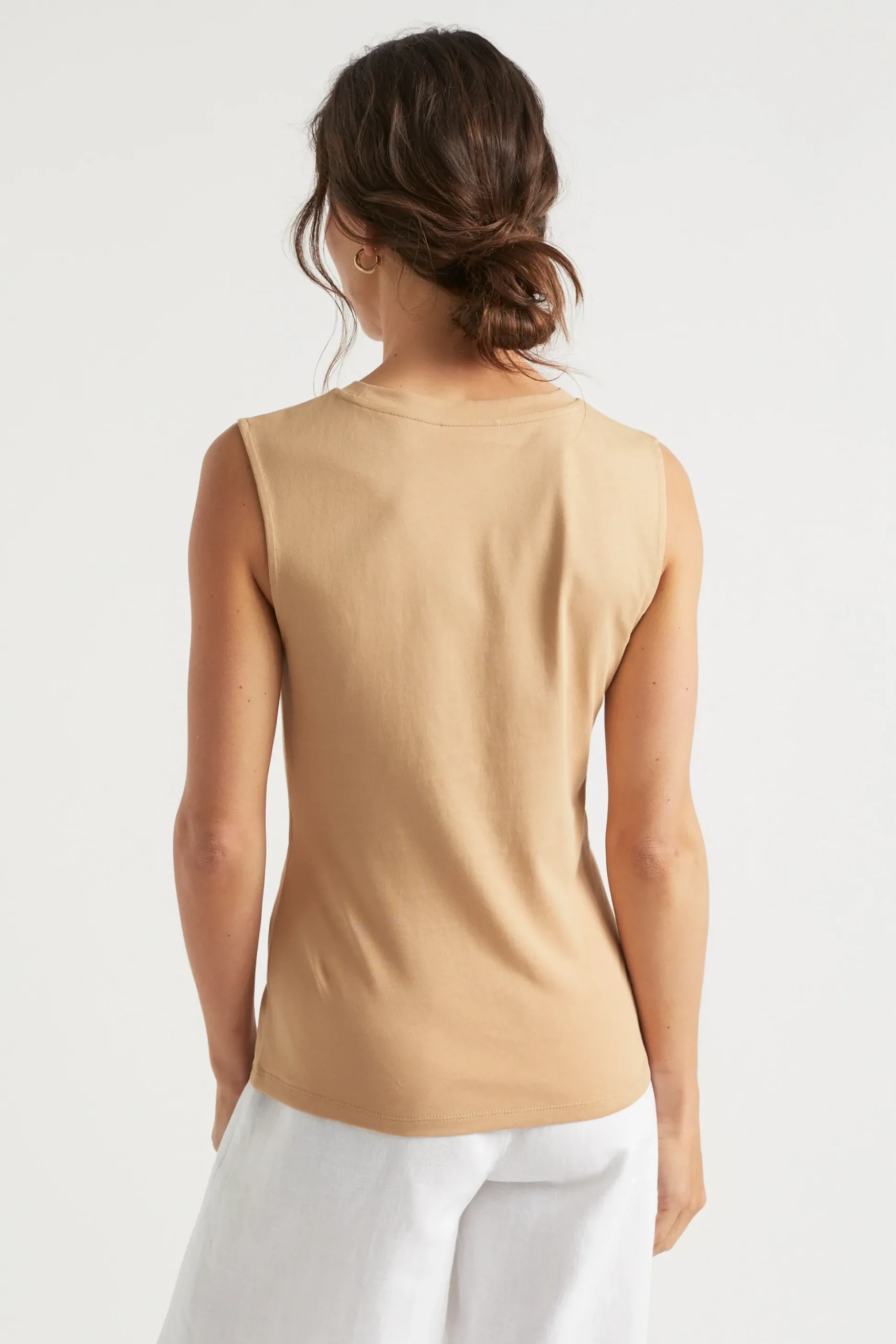 Seed Heritage T-Shirts & Tops-Twist Front Cut Out Tank Light Chestnut