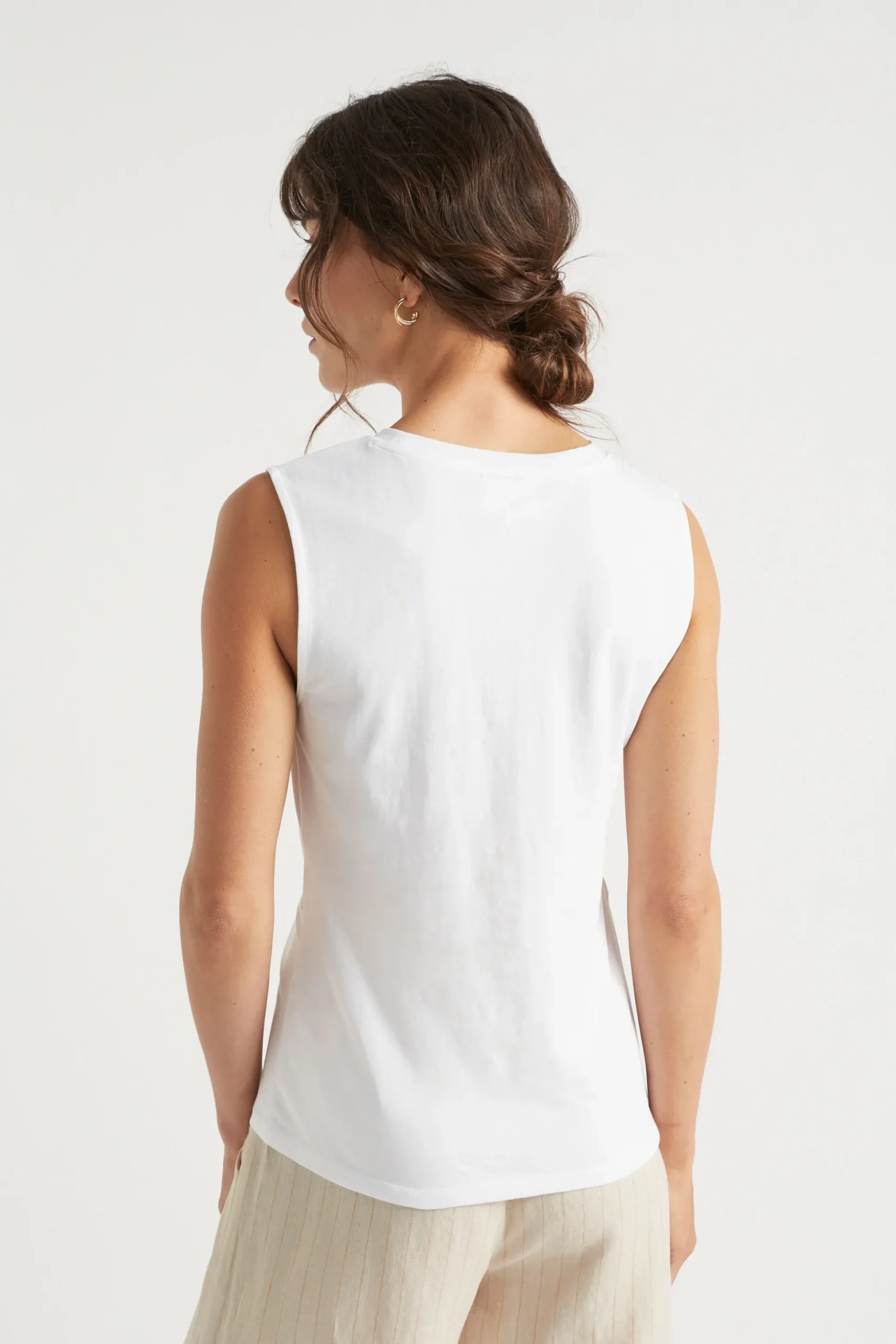 Seed Heritage T-Shirts & Tops-Twist Front Cut Out Tank Whisper White