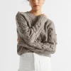 Seed Heritage Knitwear & Sweaters-Twist Pom Pom Cable Knit Hazel Vanilla Twist