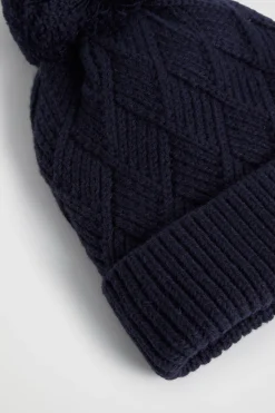 Seed Heritage Beanies-Twisted Cable Beanie Midnight Blue