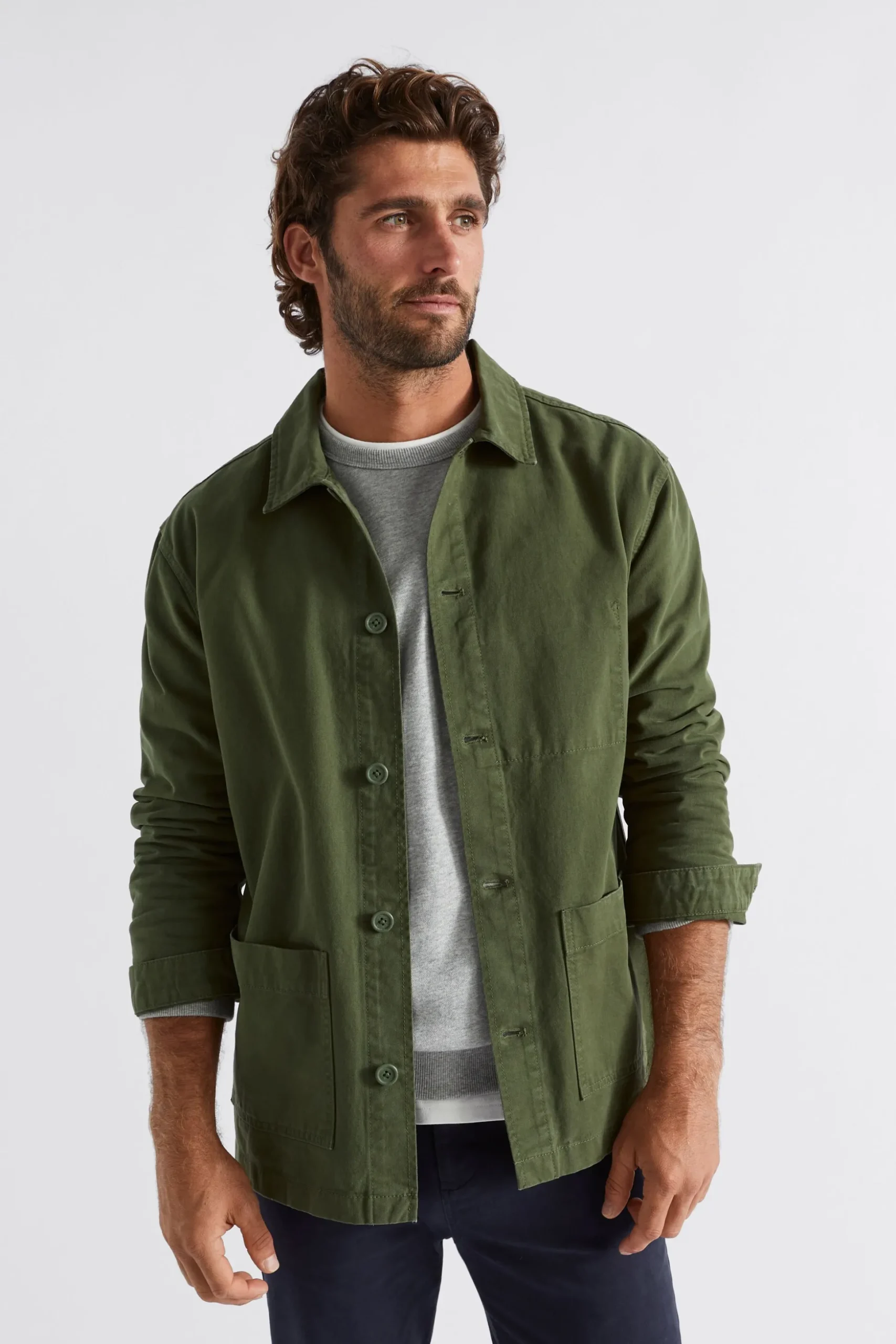 Seed Heritage Jackets & Vests-Utility Overshirt Dark Khaki