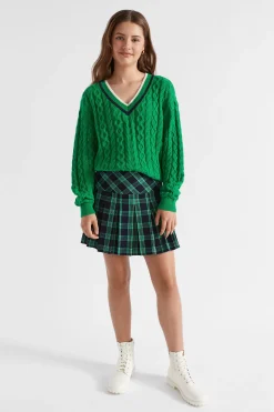 Seed Heritage Knitwear & Sweaters-V-Neck Cable Knit Emerald Green