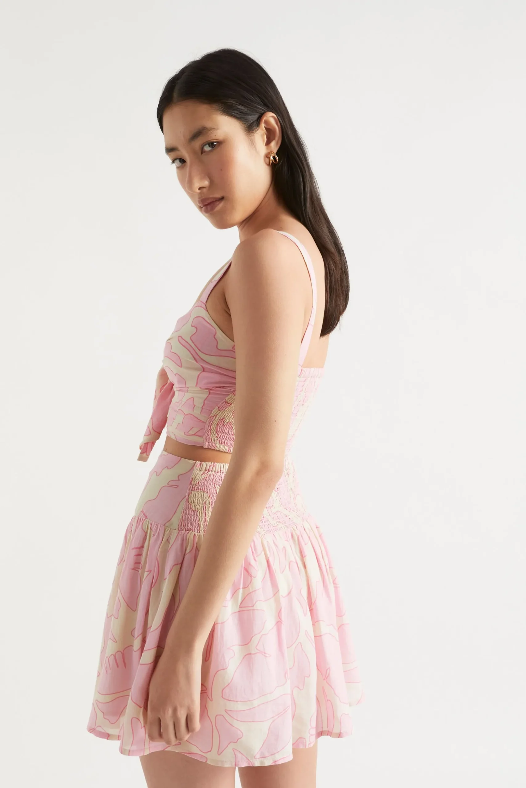 Seed Heritage Skirts-Voile Floral Mini Skirt Soft Orchid Floral