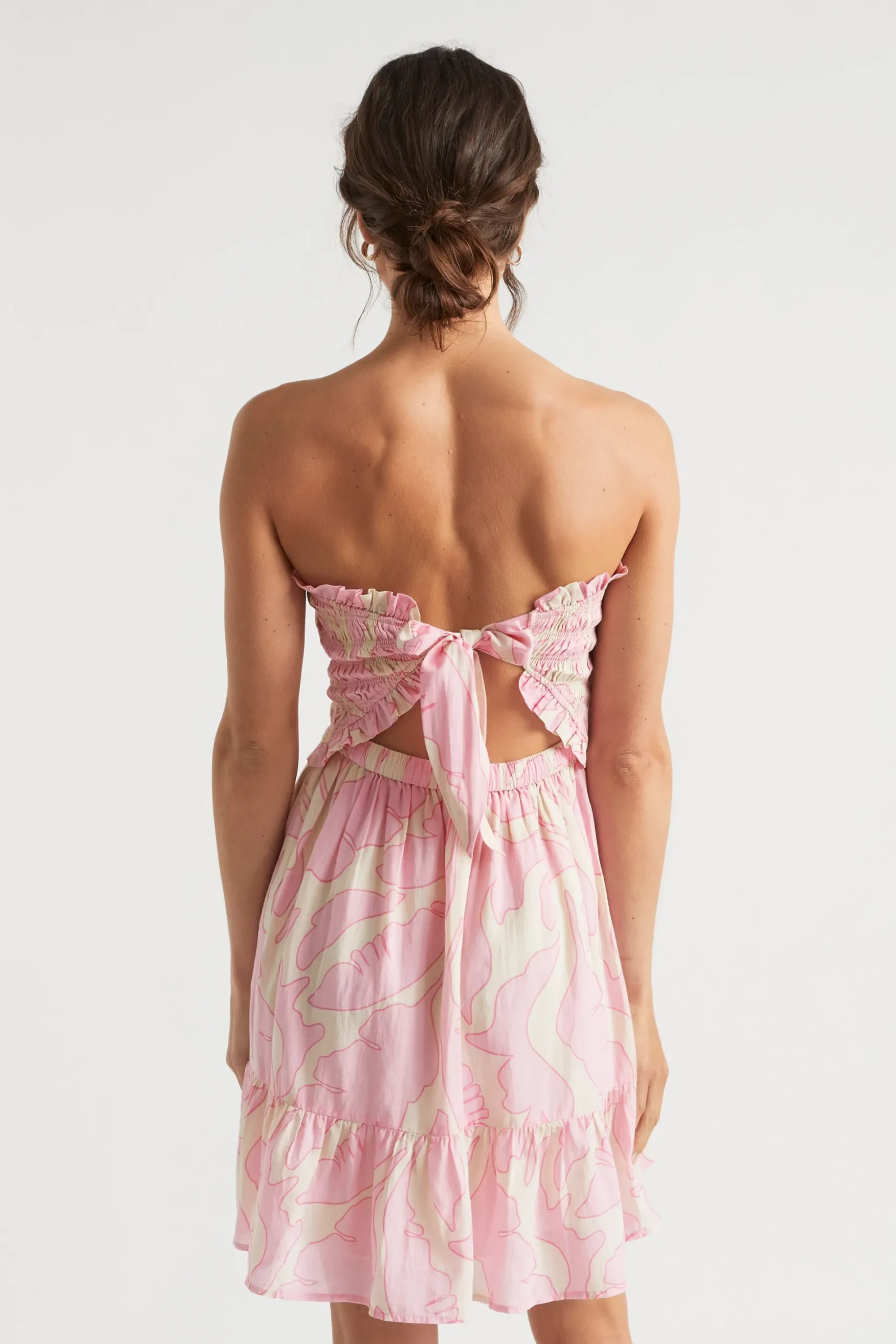 Seed Heritage Dresses-Voile Floral Shirred Mini Dress Soft Orchid Floral