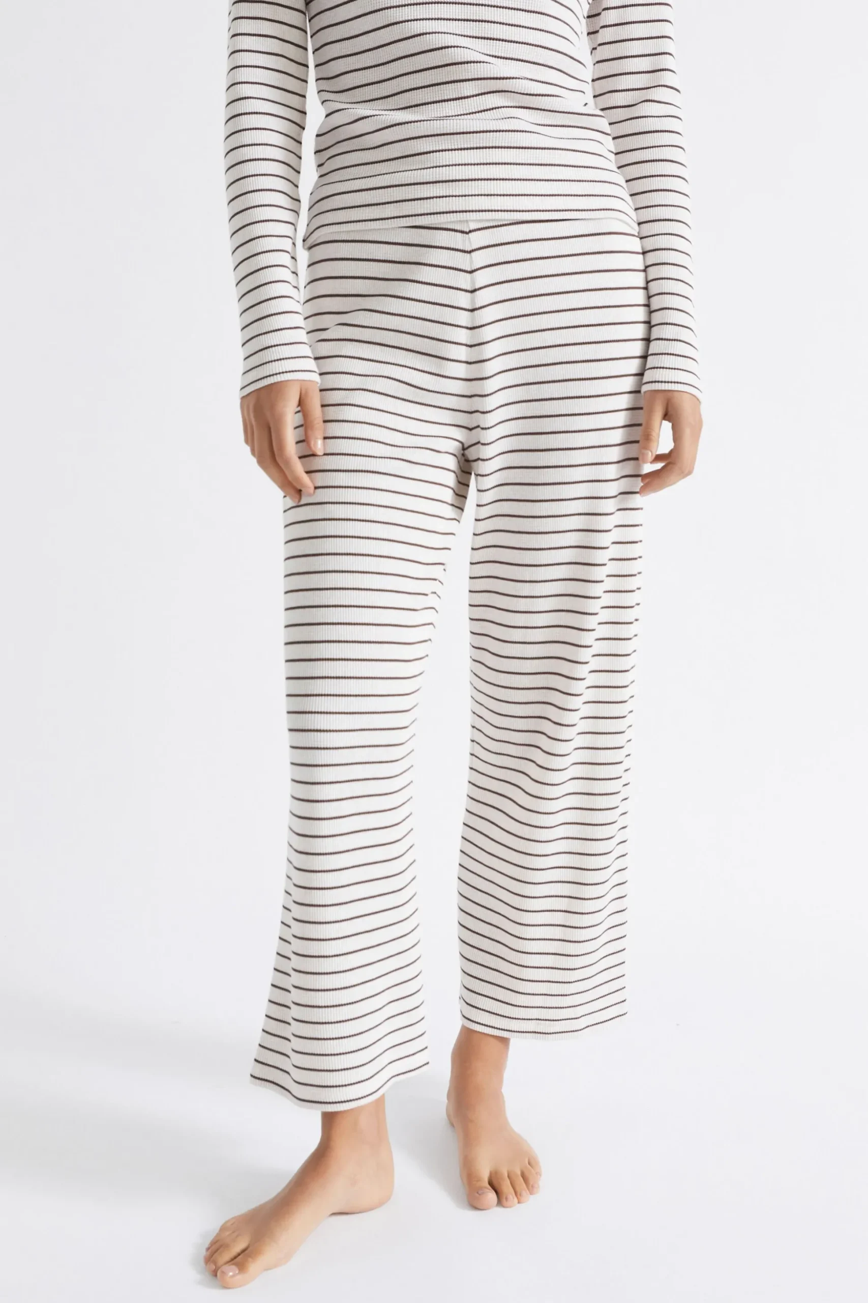 Seed Heritage Sleepwear-Waffle Sleep Bottom Chocolate Stripe