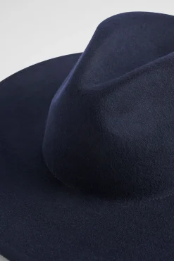 Seed Heritage Hats & Gloves-Wide Brim Wool Fedora Midnight Sky