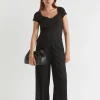 Seed Heritage Pants-Wide Leg Elasticated Pant Black