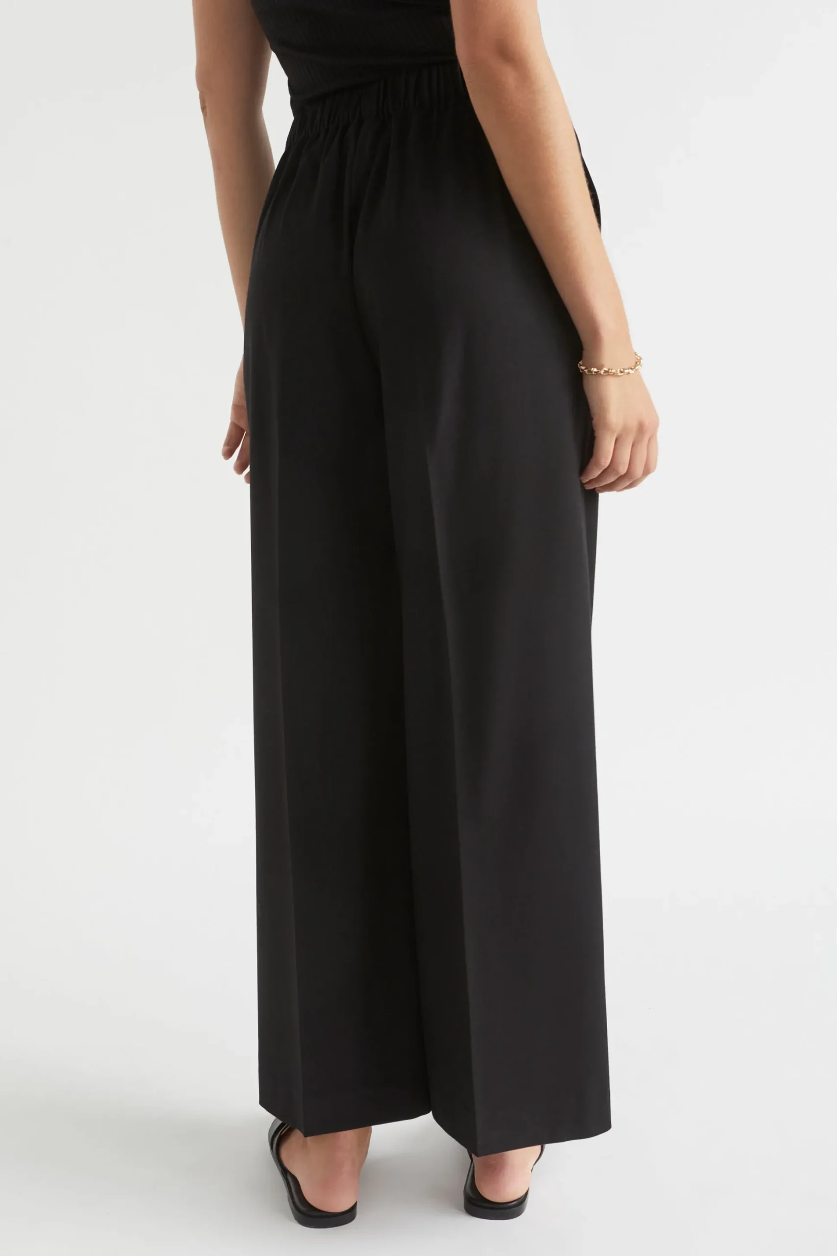 Seed Heritage Pants-Wide Leg Elasticated Pant Black