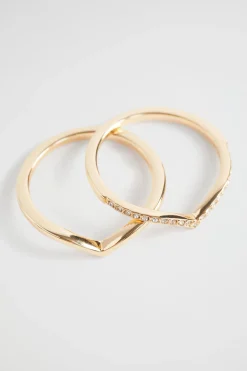 Seed Heritage Jewellery-Wishbone Ring Set Gold