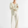 Seed Heritage Pants-Wool Blend Belt Pant Vanilla Cream