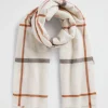 Seed Heritage Scarves & Kaftans-Wool Blend Check Scarf Vanilla Cream Multi