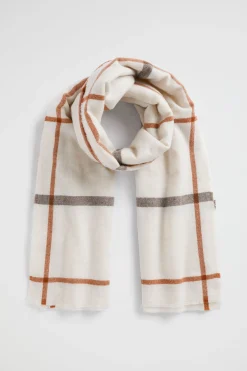 Seed Heritage Scarves & Kaftans-Wool Blend Check Scarf Vanilla Cream Multi