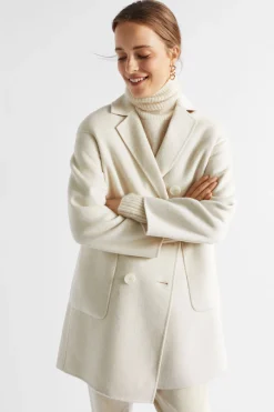 Seed Heritage Jackets & Vests-Wool Blend Double Breasted Pea Coat Vanilla Cream Marle