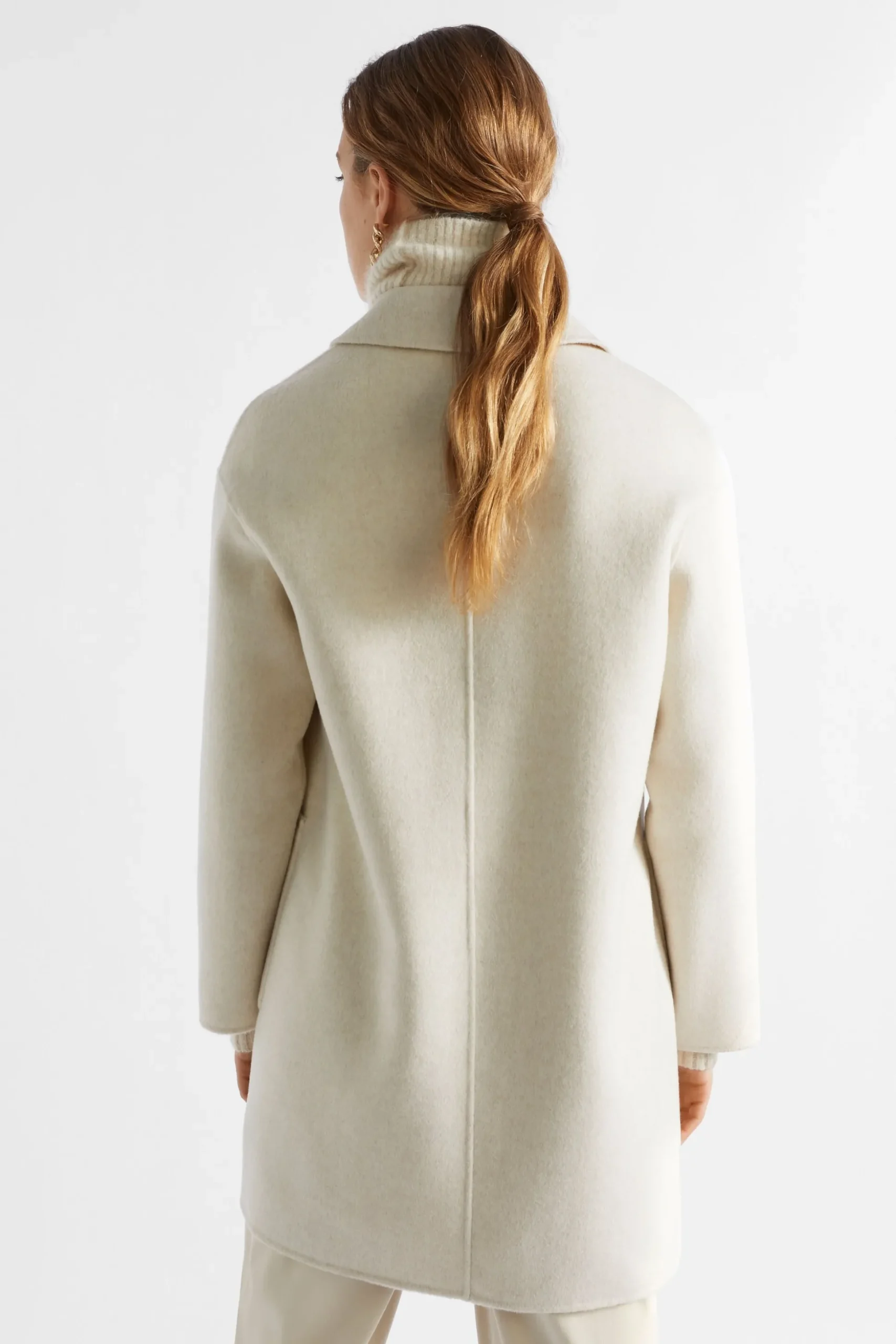 Seed Heritage Jackets & Vests-Wool Blend Double Breasted Pea Coat Vanilla Cream Marle