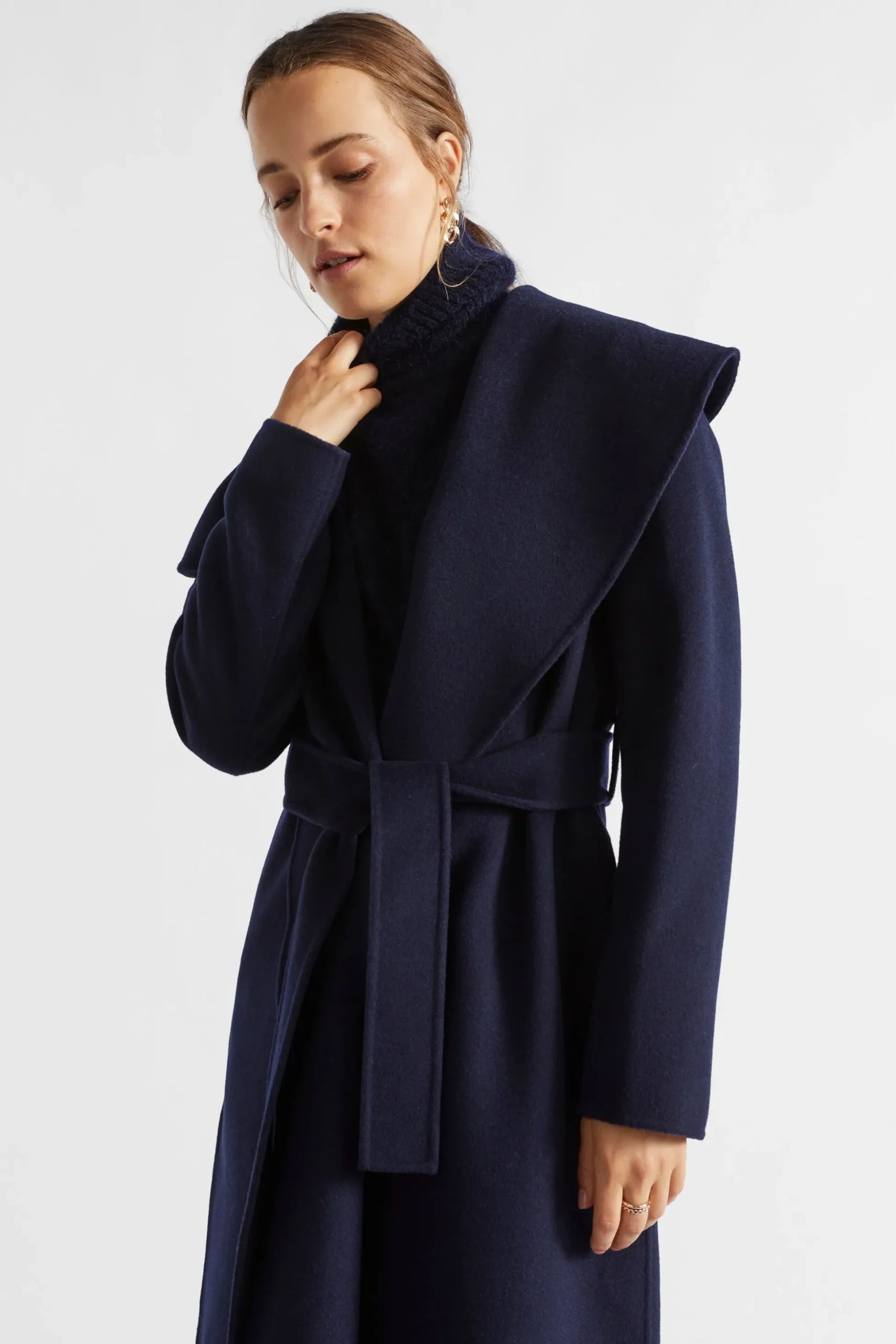 Seed Heritage Jackets & Vests-Wool Blend Full Length Coat Midnight Sky