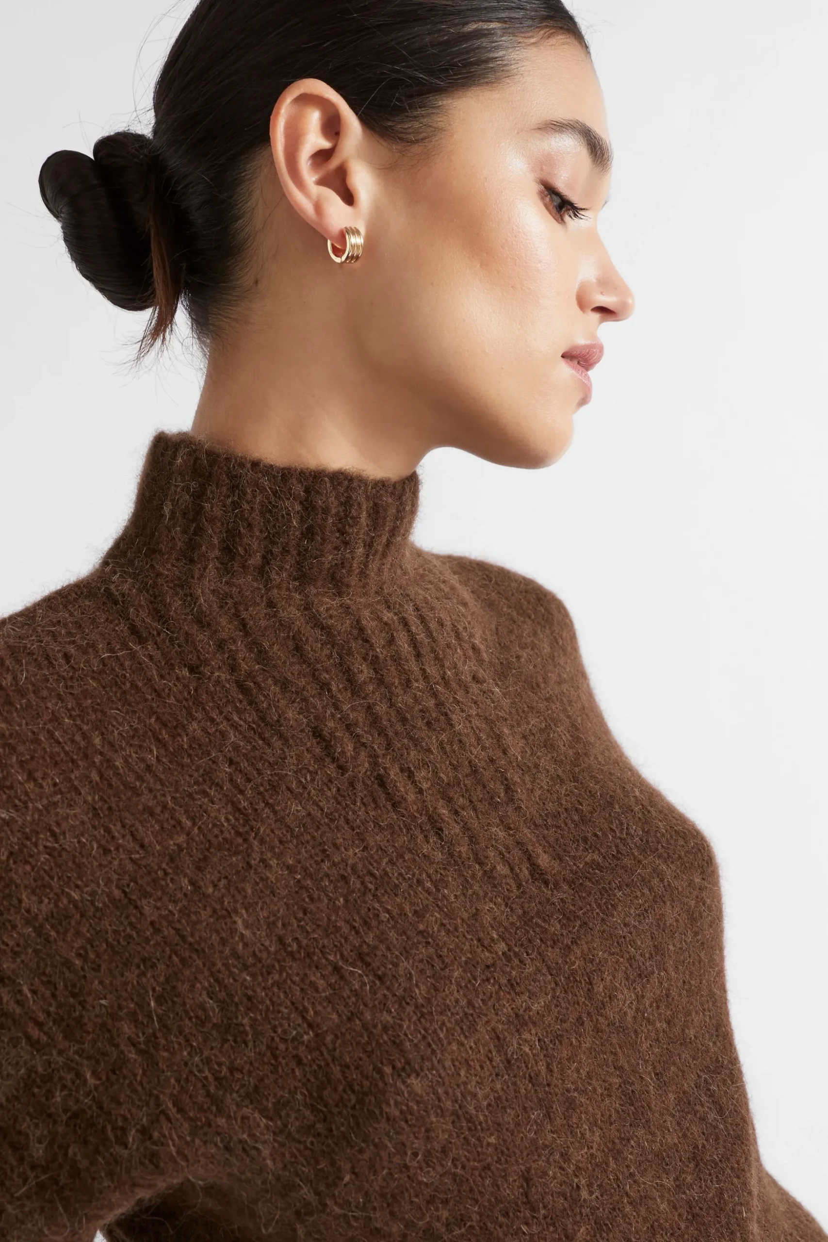 Seed Heritage Knitwear & Sweaters-Wool Blend Mock Neck Knit Hot Chocolate Marle