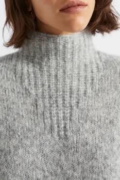 Seed Heritage Knitwear & Sweaters-Wool Blend Mock Neck Knit Silver Marle