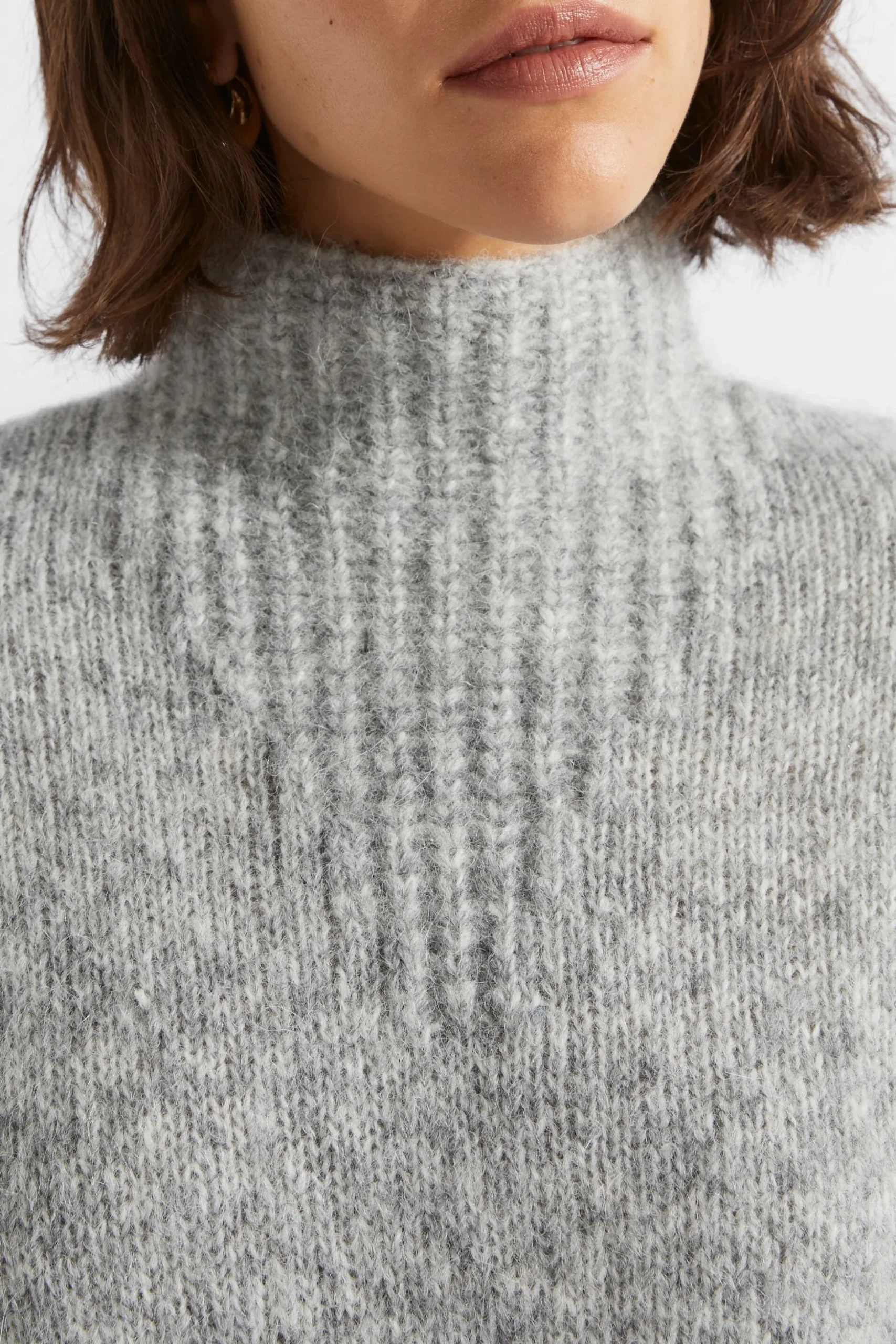 Seed Heritage Knitwear & Sweaters-Wool Blend Mock Neck Knit Silver Marle