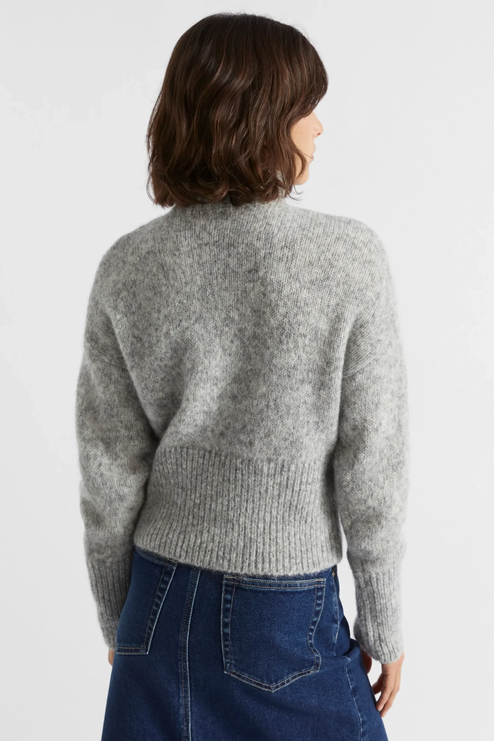 Seed Heritage Knitwear & Sweaters-Wool Blend Mock Neck Knit Silver Marle