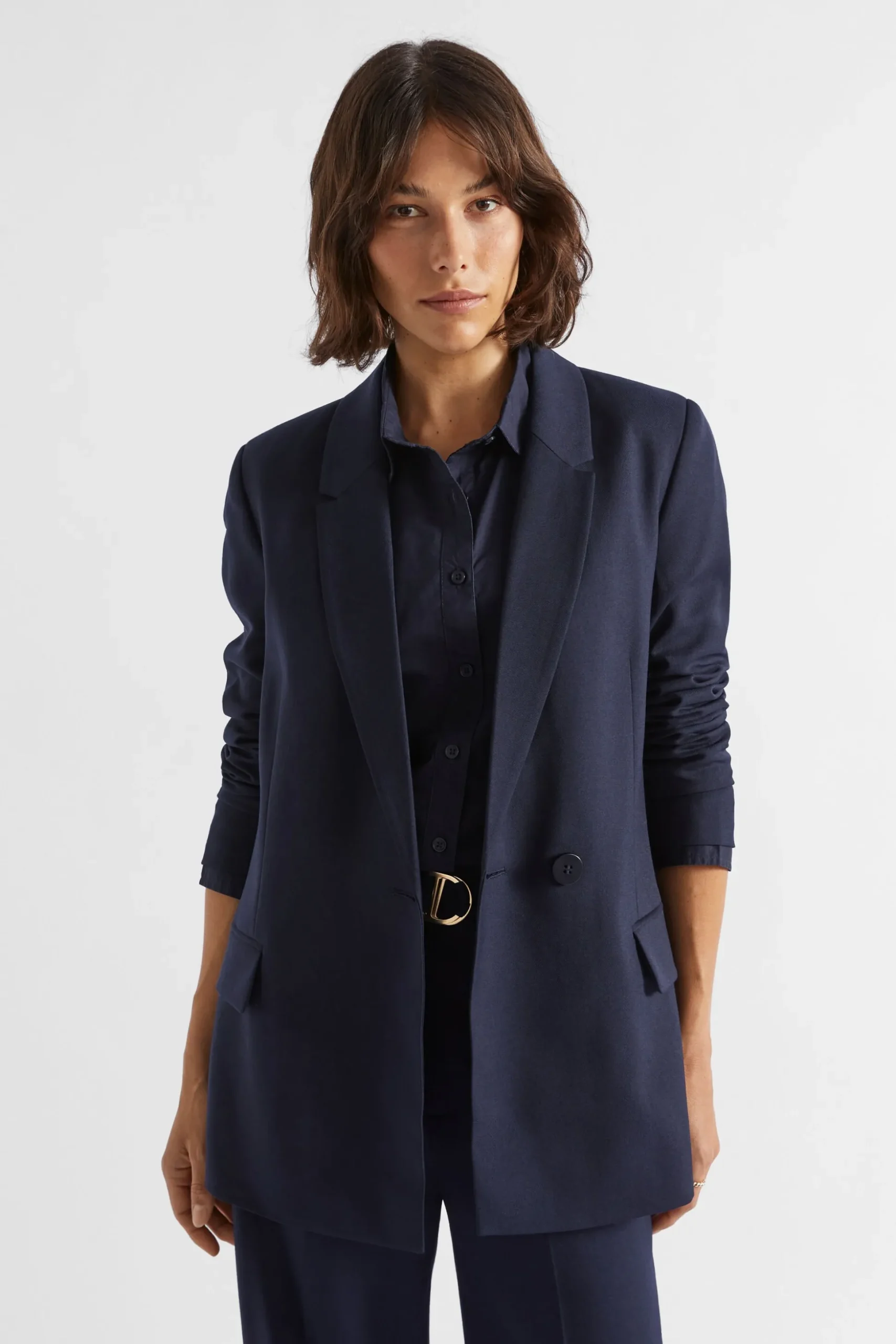 Seed Heritage Jackets & Vests-Wool Blend Relaxed Blazer Midnight Sky