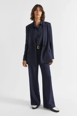 Seed Heritage Jackets & Vests-Wool Blend Relaxed Blazer Midnight Sky