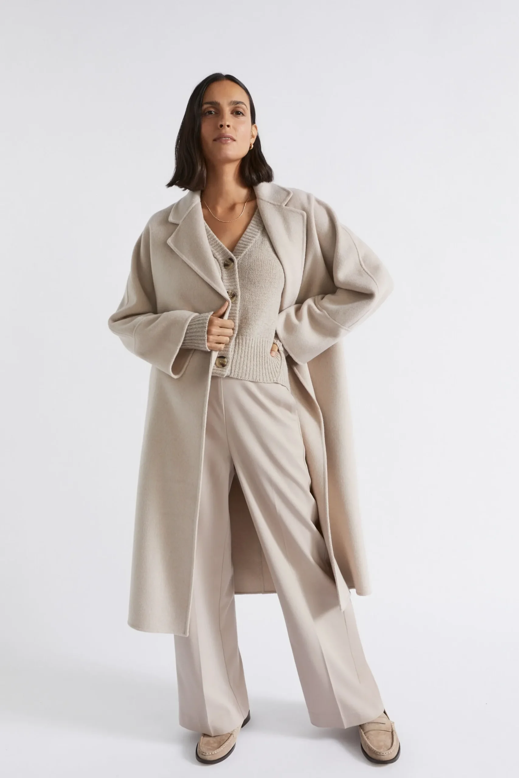 Seed Heritage Jackets & Vests-Wool Blend Relaxed Coat Light Storm Marle