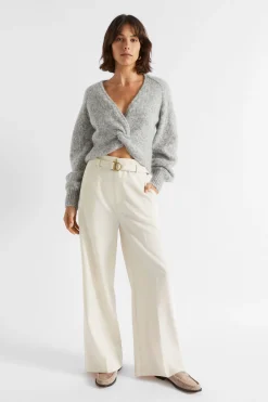 Seed Heritage Knitwear & Sweaters-Wool Blend Twist Knit Silver Marle