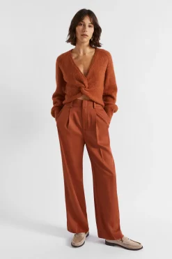 Seed Heritage Knitwear & Sweaters-Wool Blend Twist Knit Burnt Brick Marle
