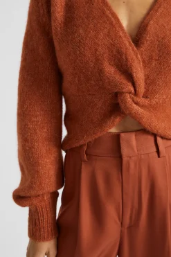Seed Heritage Knitwear & Sweaters-Wool Blend Twist Knit Burnt Brick Marle
