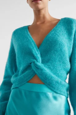 Seed Heritage Knitwear & Sweaters-Wool Blend Twist Knit Peacock Blue Marle
