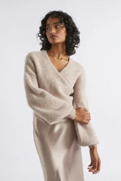 Seed Heritage Knitwear & Sweaters-Wool Blend Wrap Sweater Light Storm Marle