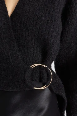 Seed Heritage Knitwear & Sweaters-Wrap Front Sweater Black
