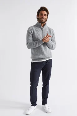 Seed Heritage T-Shirts & Sweaters-Zip Knit Sweater Grey Marle